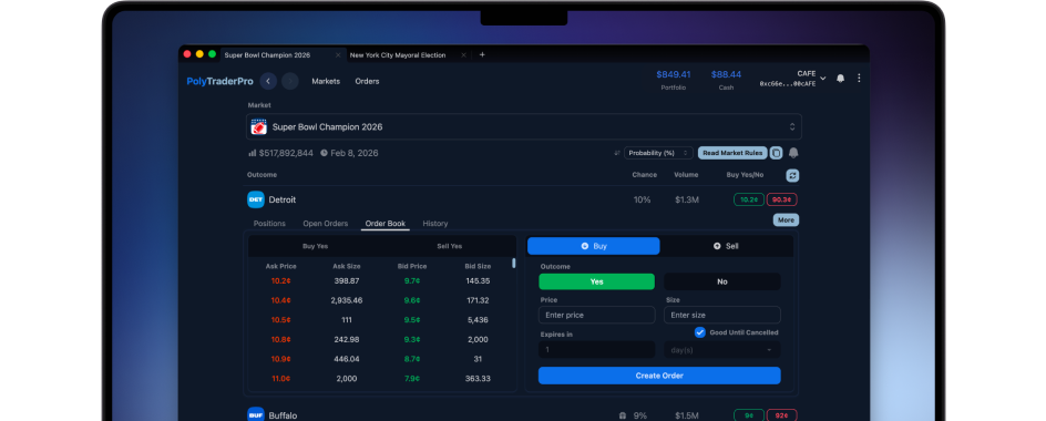 PolyTraderPro dashboard